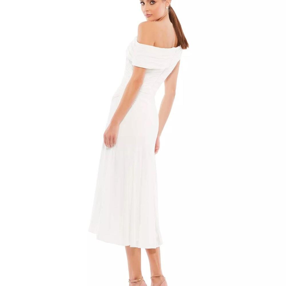 Ieena for Mac Duggal Jersey Off-Shoulder Asymmetric Gown Sz 4 / Small NWT - Picture 3 of 9